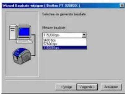 BROTHER Ptouch PT9200DX - Gebruik van de Wizard Baudrate wijzigen - 2