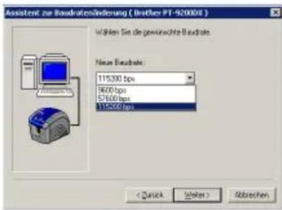 BROTHER Ptouch PT9200DX - Baudraten-Assistenten verwenden - 2