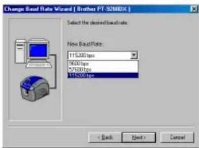 BROTHER Ptouch PT9200DX - Using the Change Baud Rate Wizard - 2
