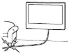 SONY Bravia KD55XG8196BU - Evite que el cable de alimentación de CA o el cable de conexión queden atrapados. - 1