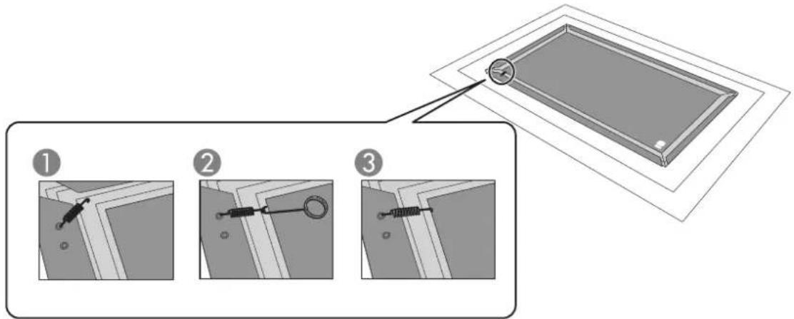 EPSON ELPSC35 - Fixez la toile d'écran sur le cadre avec les ressorts - 2