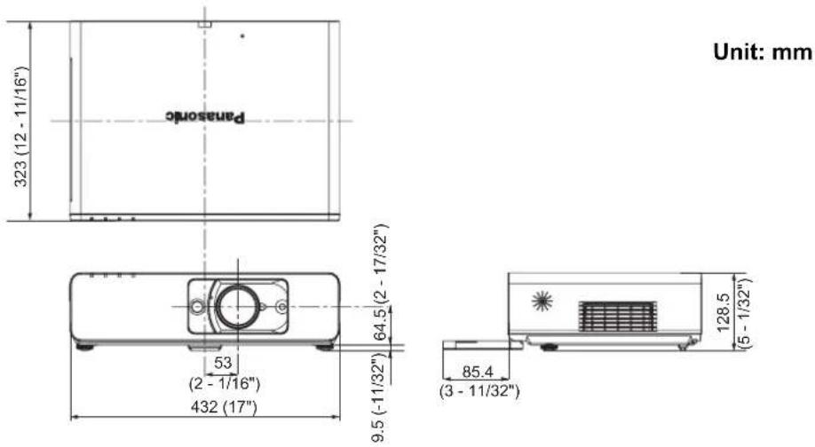 PANASONIC PTFW300U - Dimensions - 1