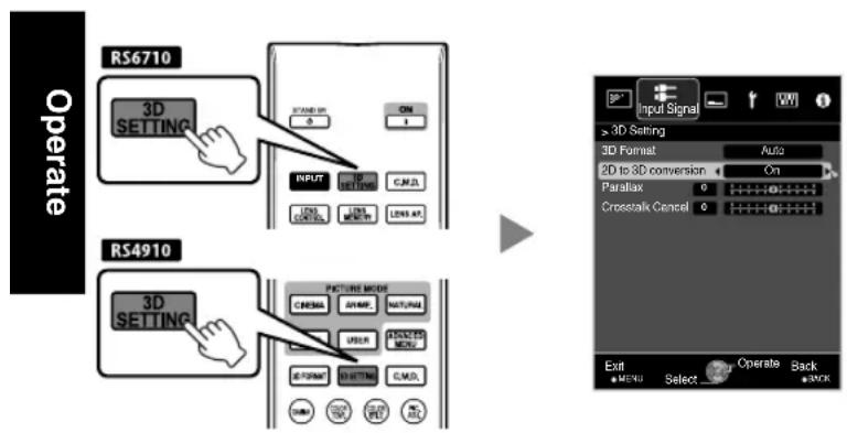 JVC DLARS4910U - Select "2D to 3D conversion" followed by "On", and press the [OK] button - 1