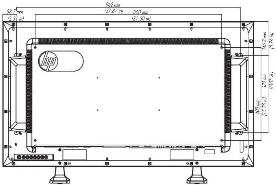 LG LD4201 - HP LD4710 的尺寸规格(带可选的支架和扬声器) - 2