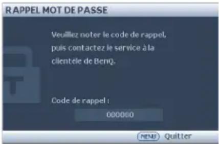 BENQ MW526E - Procedure de rappel de mot de passage - 1