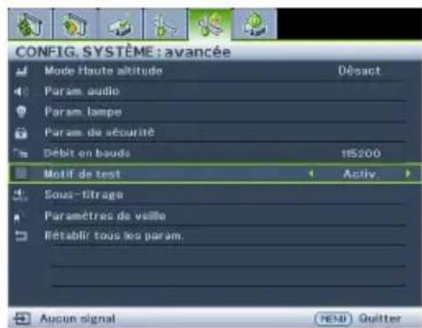 BENQ MW526E - Utilisation du motif de test intégré - 3