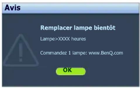 BENQ MH530 - Quand remplacer la lampe - 3
