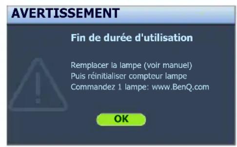 BENQ MH530 - Quand remplacer la lampe - 5