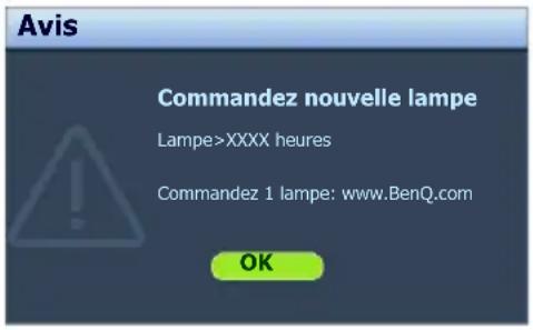 BENQ MH530 - Quand remplacer la lampe - 2