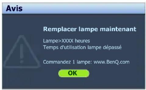 BENQ MH530 - Quand remplacer la lampe - 4