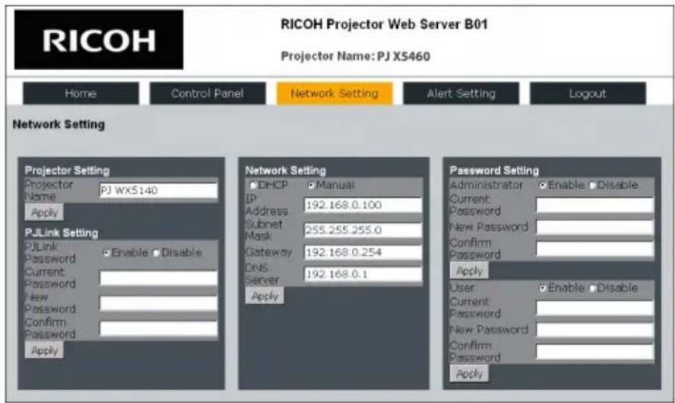 RICOH PJ HD5450 - Network Settings (Réglage réseau) - 1