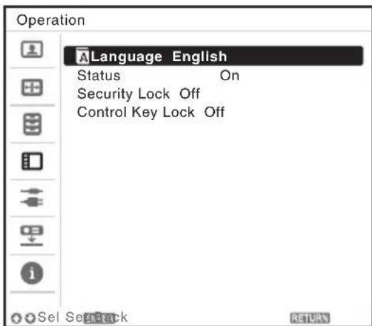 SONY VPLSW620C - Selecting the Menu Language - 2