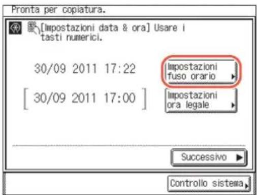 Pronta per copiatura. [Impostazioni data & ora] Usare i tasti numerici. 30/09 2011 17:22 [30/09 2011 17:00] Impostazioni fuso orario Impostazioni ora legale Successivo Controllo sistema