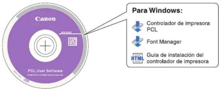 Canon PCL User Software Para Windows: Controlador de impresora PCL Font Manager HTML Guía de instalación del controlador de impresora