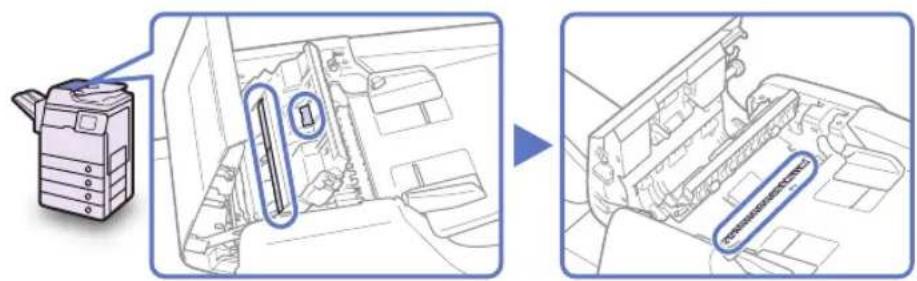 Diagram showing a printer's internal structure before and after assembly, with labeled parts in Chinese.