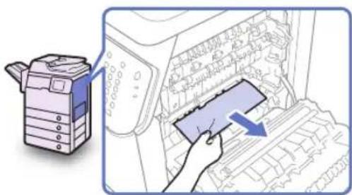 Diagram showing printer operation with a hand inserting a card into a device, labeled in Chinese.