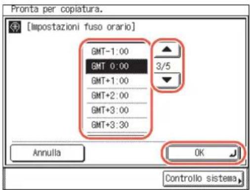 Pronta per copiatura. [Impostazioni fuso orario] GMT-1:00 GMT 0:00 GMT+1:00 GMT+2:00 GMT+3:00 GMT+3:30 3/5 Annulla OK Controllo sistema