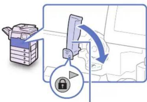 Diagram illustrating a file transfer or security operation with a folder, lock icon, and directional arrow indicating process flow.
