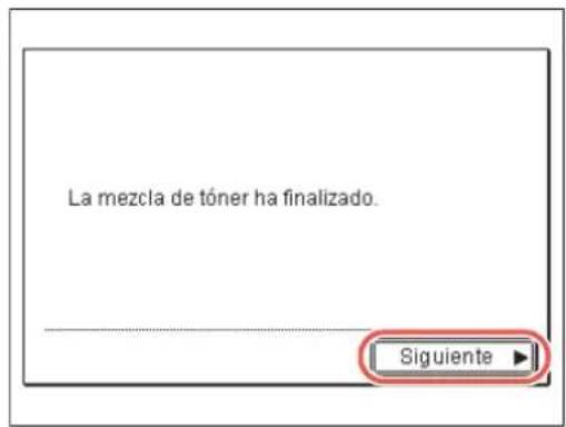 La mezcla de tóner ha finalizado. Siguiente ►