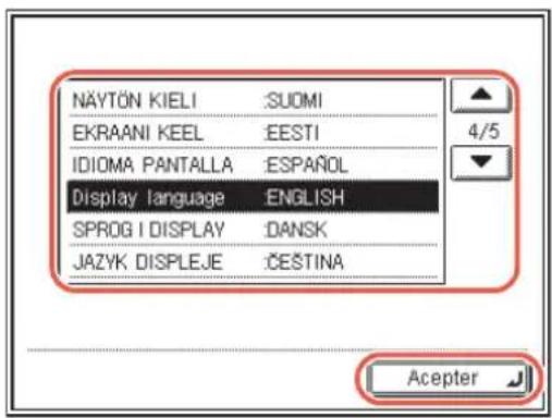 NAYTÖN KIELI :SUOMI EKRAANI KEEL :EESTI IDIOMA PANTALLA :ESPAÑOL Display language :ENGLISH SPROG I DISPLAY :DANSK JAZYK DISPLEJE :ČEŠTINA Acepter