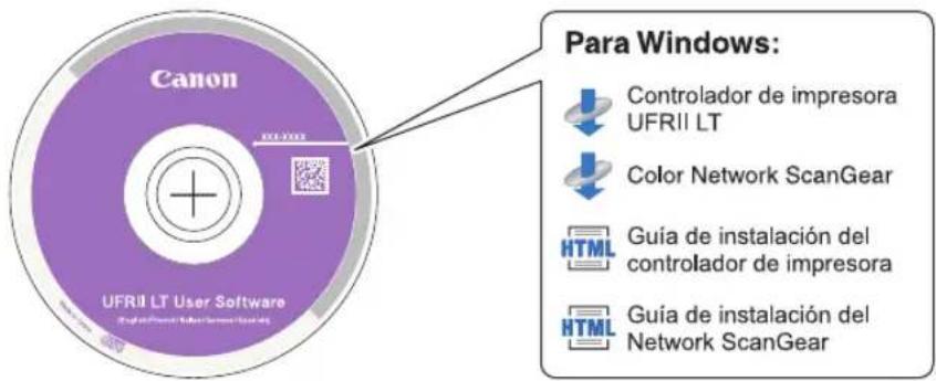 Canon UFRII LT User Software Para Windows: Controlador de impresora UFRII LT Color Network ScanGear HTML Guía de instalación del controlador de impresora HTML Guía de instalación del Network ScanGear