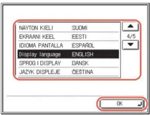 NAYTÖN KIELI SUOMI EKRAANI KEEL EESTI IDIOMA PANTALLA ESPAÑOL Display language ENGLISH SPROG I DISPLAY DANSK JAZYK DISPLEJE ČEŠTINA OK