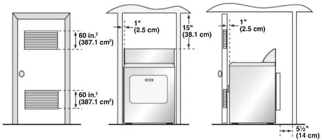 HAIER GDG560BW - ALCOVE OR CLOSET REQUIREMENTS - 1
