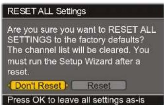 VOXX FPE2706 - WARNING: Running the [RESET ALL] item will clear all of your customized settings. - 1