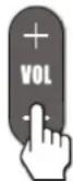VOXX FPE3706 - Utilisation des touches VOL+ ou VOL- sur la télécommande ou sur le téléviseur - 1