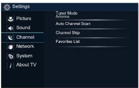 SHARP Aquos LC43N7000U - Channel Menu - 1