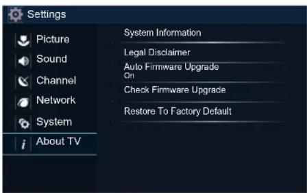 SHARP Aquos LC43N7000U - About TV Menu - 1