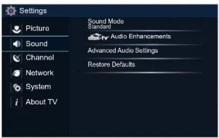 SHARP Aquos LC43N7000U - Sound Menu - 1