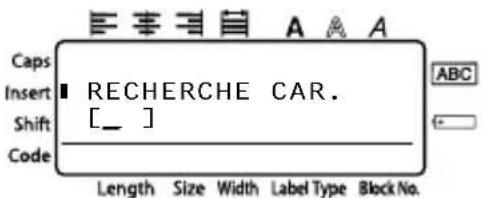 BROTHER Ptouch PT1400 - Pour rechercher, dans la base de données, un enregistrement contenant des caractères spéciaux: - 1