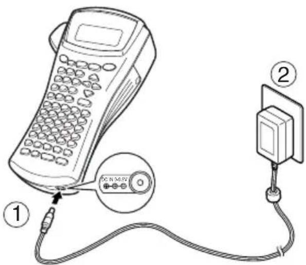 BROTHER Ptouch PT1400 - Connecting the AC adapter - 1