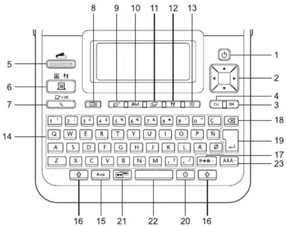 BROTHER Ptouch PT2730 - Noms et fonctions des touches - 1