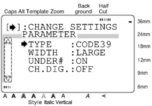 BROTHER Ptouch PT9400 - Pour changer les paramètres du code à barres: - 1