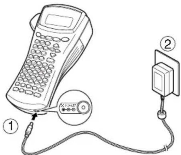 BROTHER Ptouch PT1600 - Branchement de l'adaptateur secteur - 1