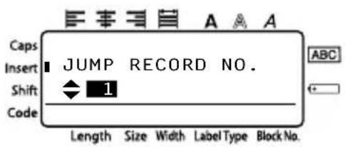 BROTHER Ptouch PT1600 - To display a record with a specific number: - 1