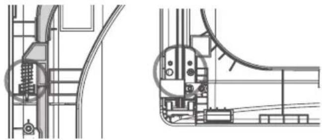 LG DX5781VE - Installez la tige de verrouillage laterale. Retournez la tige de verrouillage laterale et installez-la du cote opposé. Insérez l'extrémité inférieure dans la charnière gauche et abaissez la tige dans les guides de la porte tout en comprimant le ressort à l'intérieur de la cavité. - 1