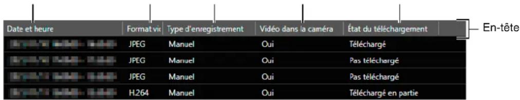 CANON VBS800D Mk II - Informations relatives à l'affichage de la liste des vidéos - 1