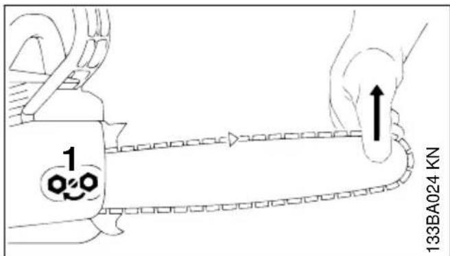 STIHL MS 180 - Messa in tensione della catena (tendicatena laterale) - 1