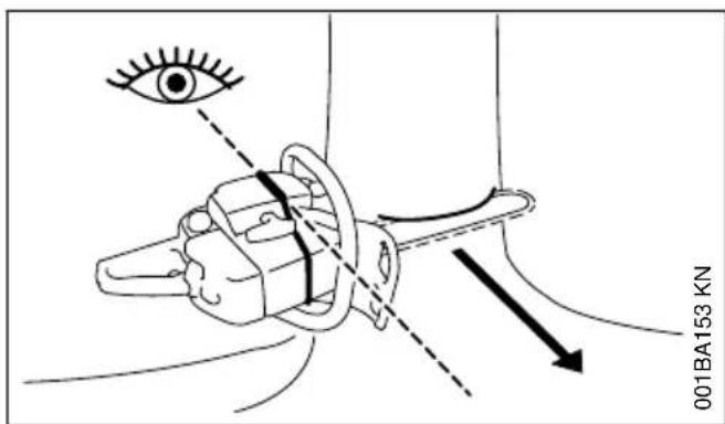 STIHL MS 180 - Exécution de l'entaille d'abattage - 1