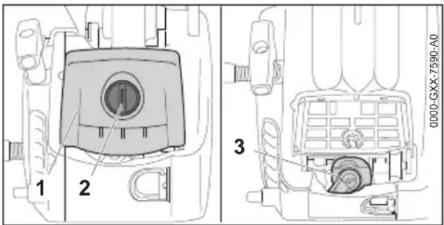 STIHL MS 194 T - Ventilation de la chambre de combustion - 1