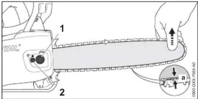 STIHL MS 194 T - Messa in tensione della catena della sega - 1