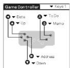 SONY Clié PEGAGC10 - Effleuzrez  dans le coin supérieur droit de I'ecran de parametrage, puis selectionné I'ecran [Keys 1] ou [Keys 2]. - 1