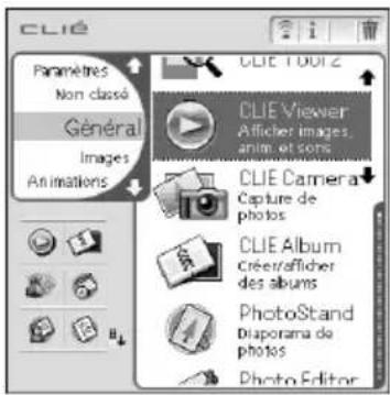 SONY Clié PEGNX73V - Démarrage d'une application dans l'écran Applications (CLIE Launcher) - 1