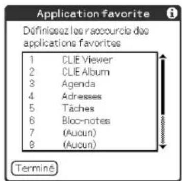 SONY Clié PEGNX73V - Creation d'une application favorite (raccourci) - 2