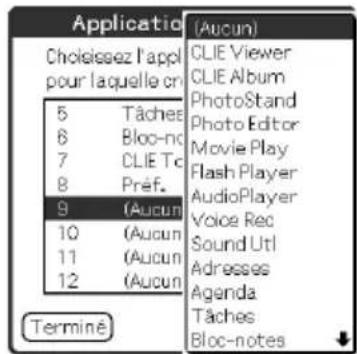 SONY Clié PEGNX73V - Frappez un numero d'application favorite (raccourci) à attribuer à une application. - 1