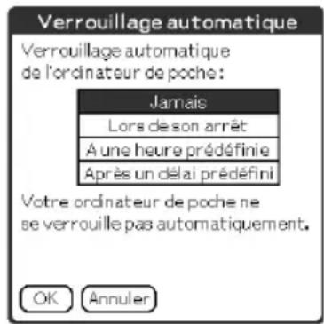 SONY Clié PEGNX73V - Configuration du verrouillage automatique de votre ordinateur de poche CLIÉ - 1