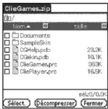 SONY Clié PEGNX73V - Frappez sur le fichier zip que vous souhaitez extraire. - 1